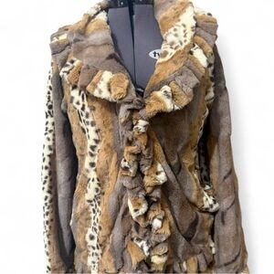 *DAMSELLE* Women's Faux Fur Animal Print Jacket